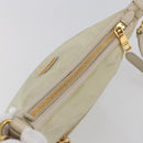 PRADA Shoulder Bag Nylon Leather Beige Gold Auth 145330-6