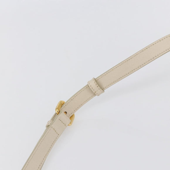 PRADA Shoulder Bag Nylon Leather Beige Gold Auth 145330