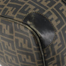 FENDI Zucca Canvas Boston Tas PVC Zwart Bruin Auth 145332-14