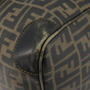 FENDI Zucca Canvas Boston Tas PVC Zwart Bruin Auth 145332-15