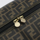 FENDI Zucca Canvas Boston Tas PVC Zwart Bruin Auth 145332-10