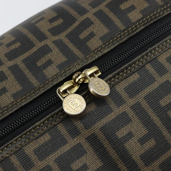 FENDI Zucca Canvas Boston Tas PVC Zwart Bruin Auth 145332
