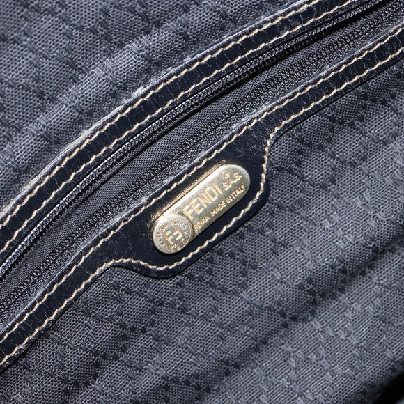 FENDI Zucca Canvas Boston Bag PVC Black Brown Auth 145332