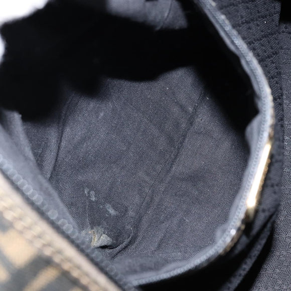 FENDI Zucca Canvas Boston Bag PVC Black Brown Auth 145332