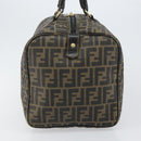 FENDI Zucca Canvas Boston Tas PVC Zwart Bruin Auth 145332-3