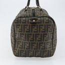 FENDI Zucca Canvas Boston Tas PVC Zwart Bruin Auth 145332-4