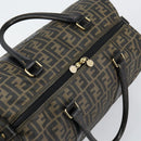 FENDI Zucca Canvas Boston Tas PVC Zwart Bruin Auth 145332-6