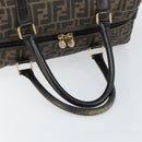 FENDI Zucca Canvas Boston Tas PVC Zwart Bruin Auth 145332-7