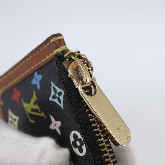 LOUIS VUITTON Multicolor Pochette Cles Coin Purse Black M13664 LV Auth 145350