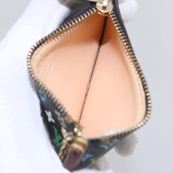 LOUIS VUITTON Multicolor Pochette Cles Coin Purse Black M13664 LV Auth 145350