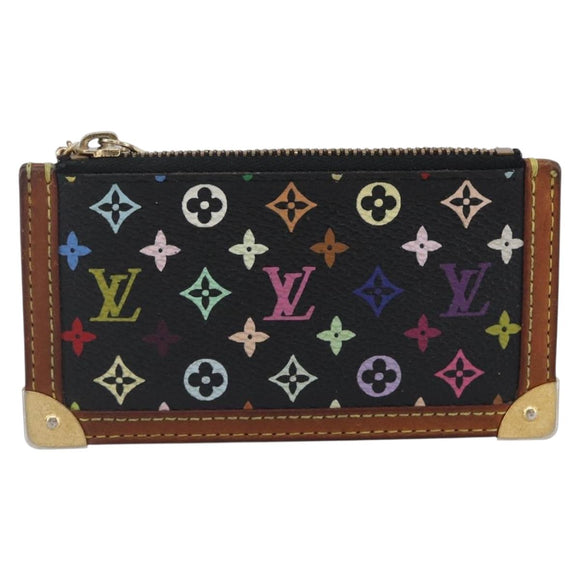 LOUIS VUITTON Multicolor Pochette Cles Coin Purse Black M13664 LV Auth 145350
