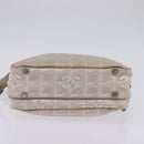 CHANEL New Travel Line Hand Bag Nylon 2way Beige Silver CC Auth 145353-5