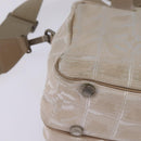 CHANEL New Travel Line Hand Bag Nylon 2way Beige Silver CC Auth 145353-9