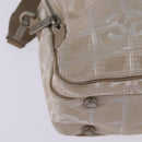 CHANEL New Travel Line Hand Bag Nylon 2way Beige Silver CC Auth 145353-17