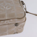 CHANEL New Travel Line Hand Bag Nylon 2way Beige Silver CC Auth 145353-18