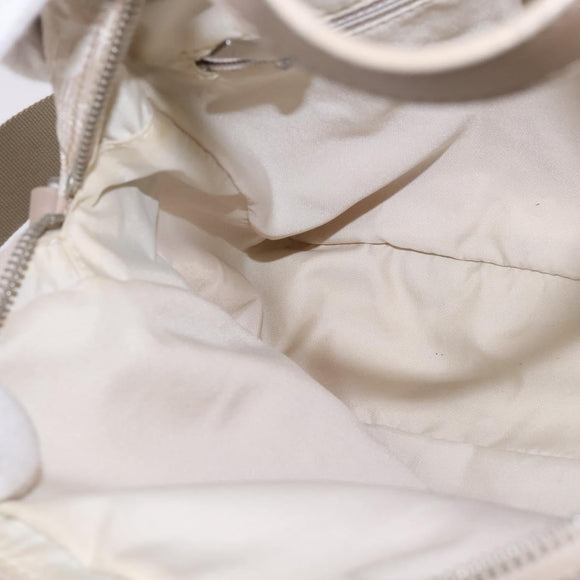 CHANEL New Travel Line Hand Bag Nylon 2way Beige Silver CC Auth 145353