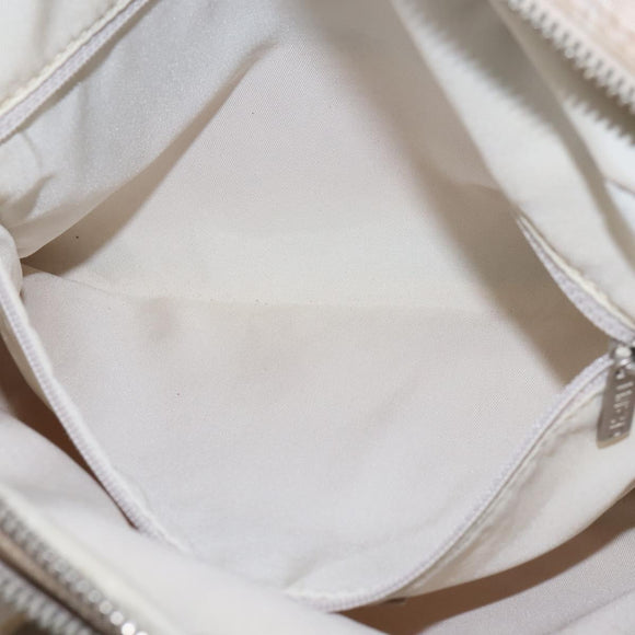 CHANEL New Travel Line Hand Bag Nylon 2way Beige Silver CC Auth 145353