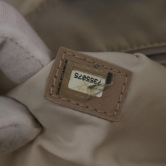 CHANEL New Travel Line Hand Bag Nylon 2way Beige Silver CC Auth 145353