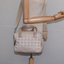 CHANEL New Travel Line Hand Bag Nylon 2way Beige Silver CC Auth 145353-25