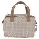 CHANEL New Travel Line Hand Bag Nylon 2way Beige Silver CC Auth 145353-2