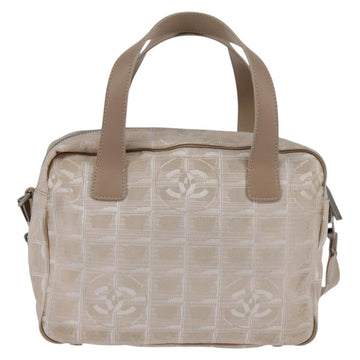 CHANEL New Travel Line Hand Bag Nylon 2way Beige Silver CC Auth 145353 - 0