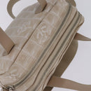 CHANEL New Travel Line Hand Bag Nylon 2way Beige Silver CC Auth 145353-6