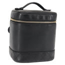 CHANEL Bicolore Vanity Pouch Lamb Skin Black Gold CC Auth 145355-1