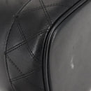 CHANEL Bicolore Vanity Pouch Lamb Skin Black Gold CC Auth 145355-14