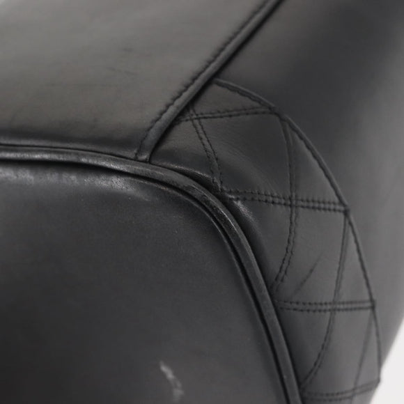 CHANEL Bicolore Vanity Pouch Lamb Skin Black Gold CC Auth 145355