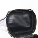 CHANEL Bicolore Vanity Pouch Lamb Skin Black Gold CC Auth 145355-19