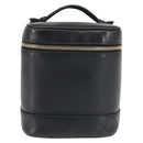 CHANEL Bicolore Vanity Pouch Lamb Skin Black Gold CC Auth 145355-13