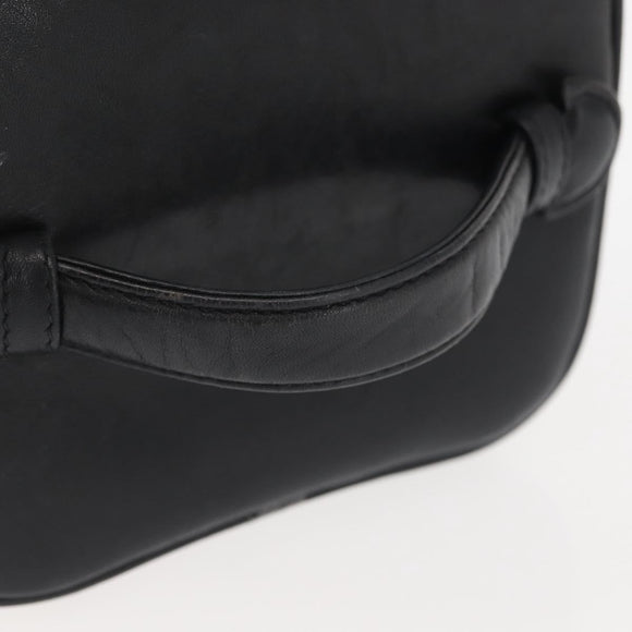 CHANEL Bicolore Vanity Pouch Lamb Skin Black Gold CC Auth 145355