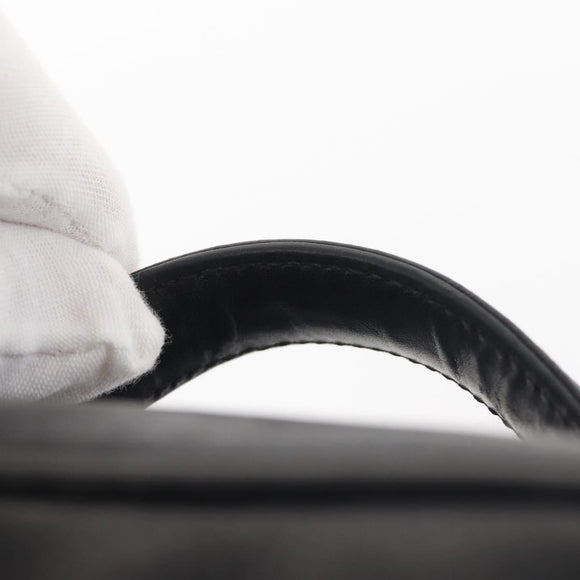 CHANEL Bicolore Vanity Pouch Lamb Skin Black Gold CC Auth 145355