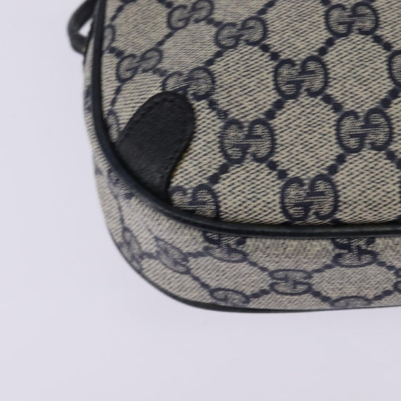 GUCCI GG Supreme Sherry Line Shoulder Bag PVC Navy Gold 89 02 066 Auth 145357