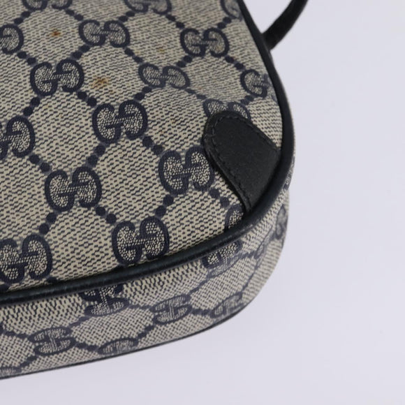 GUCCI GG Supreme Sherry Line Shoulder Bag PVC Navy Gold 89 02 066 Auth 145357