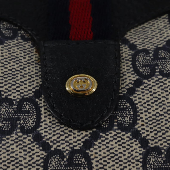 GUCCI GG Supreme Sherry Line Shoulder Bag PVC Navy Gold 89 02 066 Auth 145357