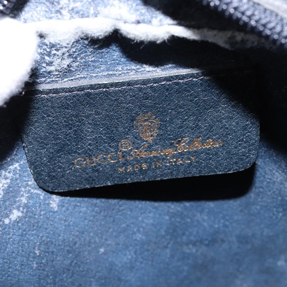 GUCCI GG Supreme Sherry Line Shoulder Bag PVC Navy Gold 89 02 066 Auth 145357