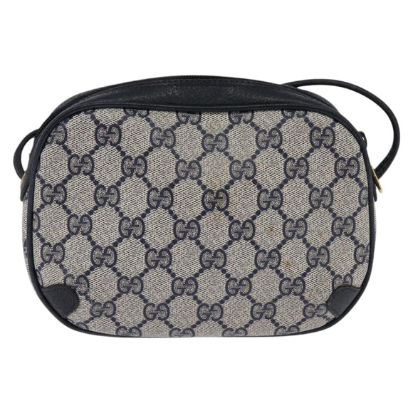 GUCCI GG Supreme Sherry Line Shoulder Bag PVC Navy Gold 89 02 066 Auth 145357