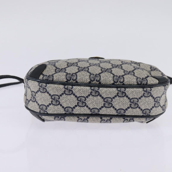 GUCCI GG Supreme Sherry Line Shoulder Bag PVC Navy Gold 89 02 066 Auth 145357