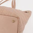 Christian Dior Canage Tote Bag Leather Pink Gold Auth 145360-16