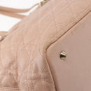 Christian Dior Canage Tote Bag Leather Pink Gold Auth 145360-17