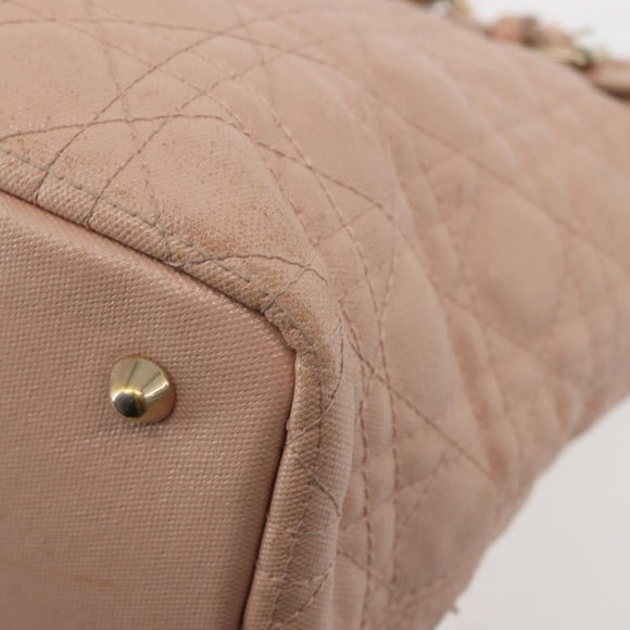 Christian Dior Canage Tote Bag Leather Pink Gold Auth 145360