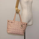 Christian Dior Canage Tote Bag Leather Pink Gold Auth 145360-22