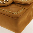 CHANEL Chain Shoulder Bag Suede Yellow Gold CC Auth 145362A-16
