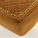 CHANEL Chain Shoulder Bag Suede Yellow Gold CC Auth 145362A-18
