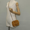 CHANEL Chain Shoulder Bag Suede Yellow Gold CC Auth 145362A-28