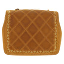 CHANEL Chain Shoulder Bag Suede Yellow Gold CC Auth 145362A-2