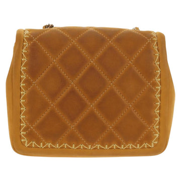 CHANEL Chain Shoulder Bag Suede Yellow Gold CC Auth 145362A - 0