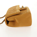 CHANEL Chain Shoulder Bag Suede Yellow Gold CC Auth 145362A-3