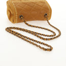 CHANEL Chain Shoulder Bag Suede Yellow Gold CC Auth 145362A-7